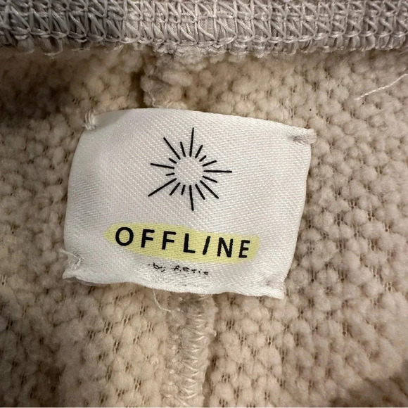 Aerie Offline Sherpa Cream Drawstring Sweat Pants Size Medium - Picture 8 of 12